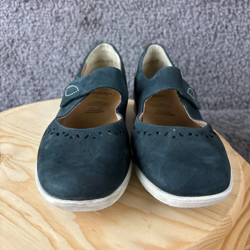 Solidus Karo Mary Jane Shoes Womens 7.5 Blue Suede Leather Made in Germany